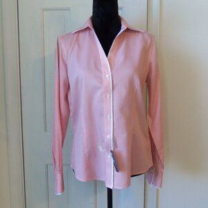 NWT Brooks Brothers 346 Fitted Pink and White Stripe Button Down Shirt sz 8